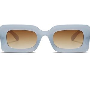 SOJOS Retro 90s Nude Lens Blue Rectangle Frame Sunglasses